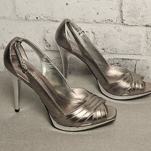 ALDO Metallic Bronze High Heels Size 8 | Strappy Peep-Toe 4.5” Stilettos